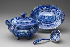 Tureen with Stand and Ladle, Staffordshire, Mid 19th century. Creator: Staffordshire Potteries