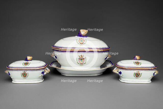 Tureens with cover and a stand, c. 1787/90.  Creator: Unknown.
