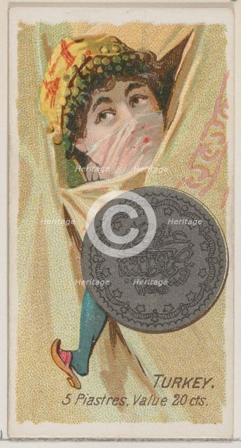 Turkey, 5 Piastres, from the series Coins of All Nations (N72, variation 2) for Duke brand..., 1889. Creator: Unknown.
