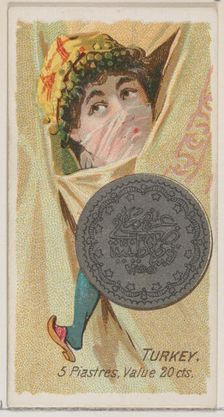 Turkey, 5 Piastres, from the series Coins of All Nations (N72, variation 2) for Duke brand..., 1889. Creator: Unknown