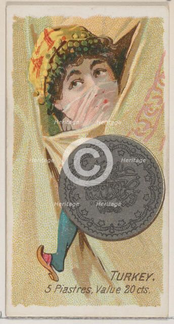 Turkey, 5 Piastres, from the series Coins of All Nations (N72, variation 2) for Duke brand..., 1889. Creator: Unknown.