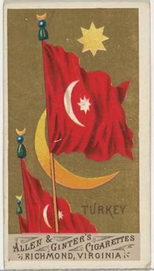 Turkey, from Flags of All Nations, Series 1 (N9) for Allen & Ginter Cigarettes Brands, 1887. Creator: Allen & Ginter