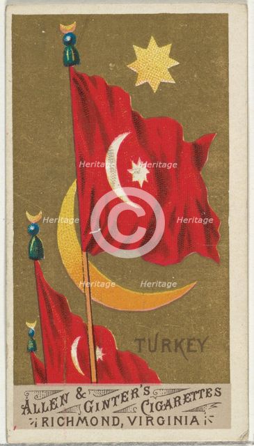 Turkey, from Flags of All Nations, Series 1 (N9) for Allen & Ginter Cigarettes Brands, 1887. Creator: Allen & Ginter.