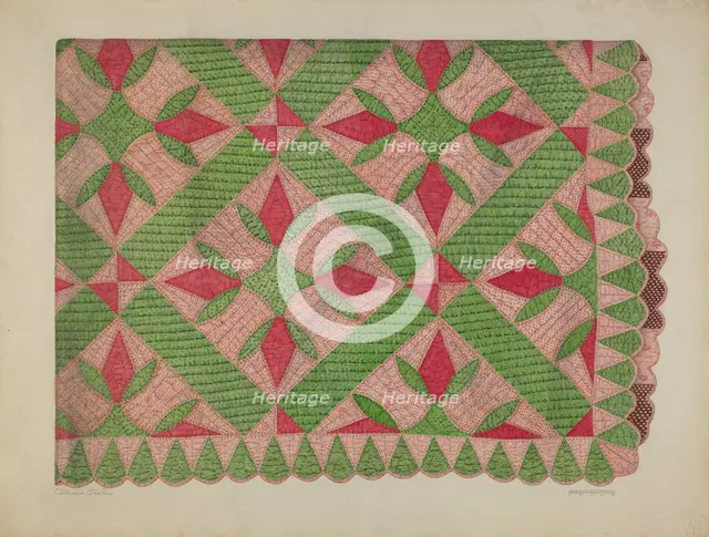 Turkey Track Quilt, c. 1941. Creator: Catherine Fowler.