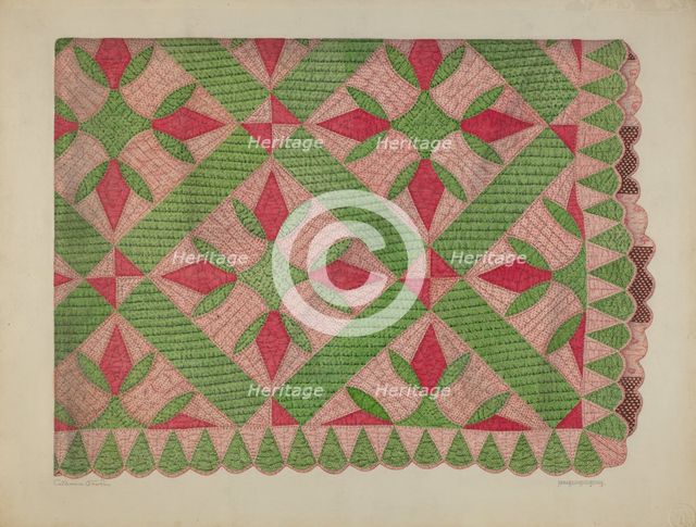 Turkey Track Quilt, c. 1941. Creator: Catherine Fowler.