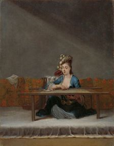 Turkish Woman at her Embroidery Frame, c.1720-c.1737. Creator: Jean Baptiste Vanmour