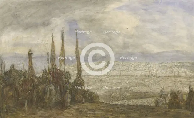 Turkish army in front of Jerusalem, c.1877-c.1932. Creator: Marius Bauer.