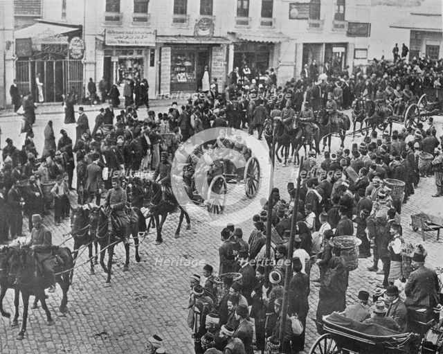'Turkish artillery leaving Constantinople on active service', 1915. Artist: Unknown.