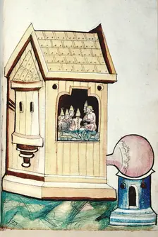 Turkish bath. Miniature from Bellifortis by Konrad Kyeser, 15th century. Creator: Anonymous master