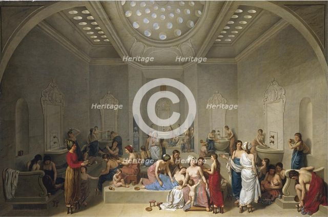 Turkish Bath (Hammam), 1785. Artist: Le Barbier, Jean-Jacques-François (1738-1826)