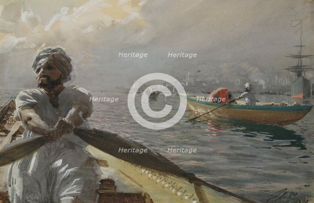 Turkish Boatman in the Constantinople Harbour, 1886. Creator: Anders Leonard Zorn.
