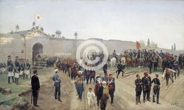 Turkish capitulation at Nikopol on 4th June 1877', 1883. Creator: Dmitriev-Orenburgsky, Nikolai Dmitrievich (1837-1898).