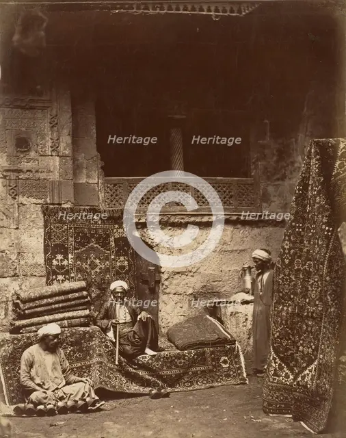 Turkish Carpet Bazaar, Cairo, ca. 1880. Creator: Unknown.