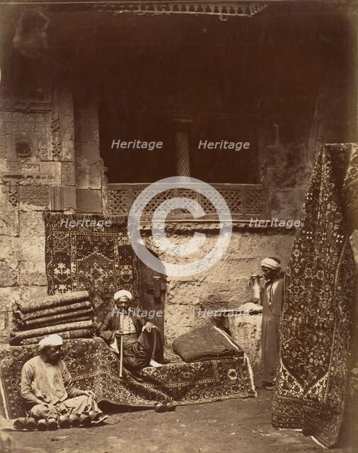 Turkish Carpet Bazaar, Cairo, ca. 1880. Creator: Unknown.