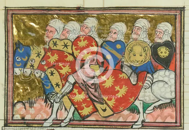 Turkish cavalry (From "Li rommans de Godefroy de Buillon et de Salehadin"), 1337. Creator: Maître de Fauvel (active 1314-1340).
