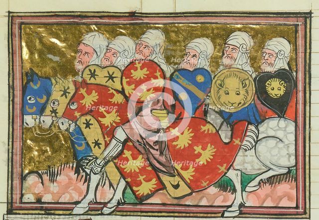 Turkish cavalry (From "Li rommans de Godefroy de Buillon et de Salehadin"), 1337. Creator: Maître de Fauvel (active 1314-1340).
