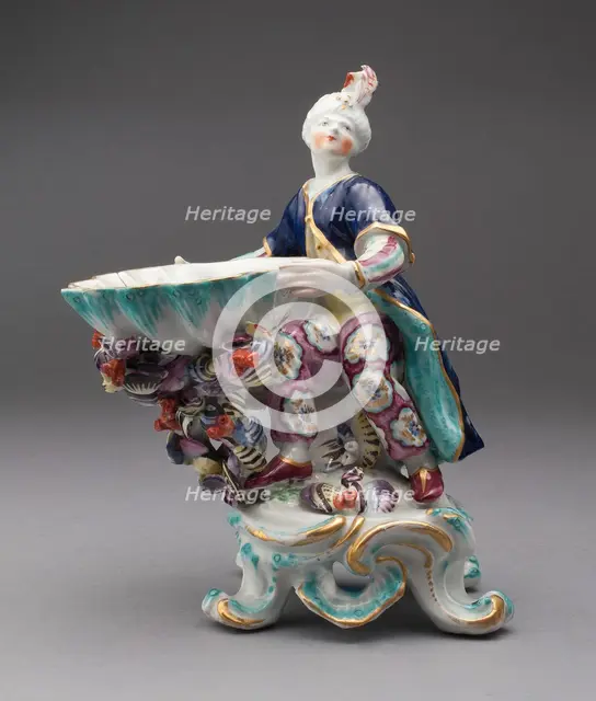 Turkish Figure, Sweetmeat Dish, Bow, c. 1760. Creator: Bow Porcelain Factory.