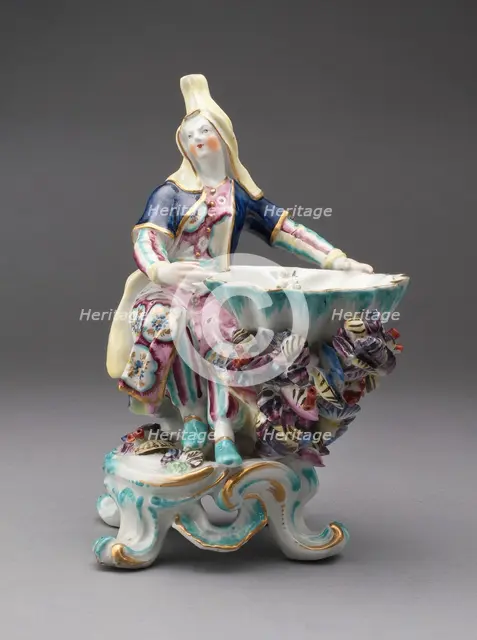 Turkish Figure, Sweetmeat Dish, Bow, c. 1760. Creator: Bow Porcelain Factory.