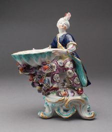 Turkish Figure, Sweetmeat Dish, Bow, c. 1760. Creator: Bow Porcelain Factory