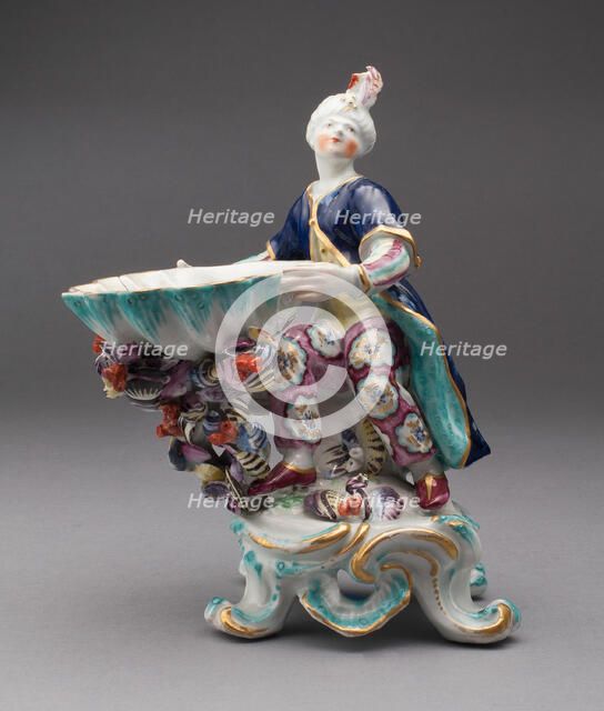 Turkish Figure, Sweetmeat Dish, Bow, c. 1760. Creator: Bow Porcelain Factory.