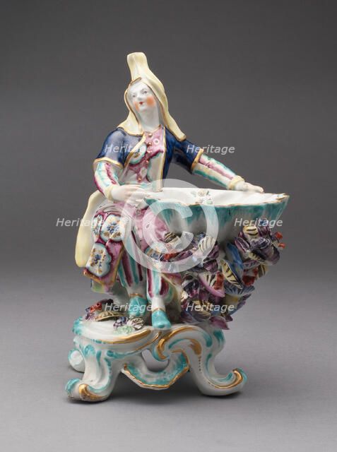 Turkish Figure, Sweetmeat Dish, Bow, c. 1760. Creator: Bow Porcelain Factory.