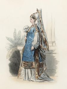 Turkish Princesa, in the modern age, color engraving 1870