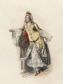 Turkish Princess, in the modern age, color engraving 1870