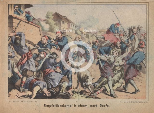 Turkish Requisition Fight in a Serbian Country Village. Artist: Anonymous  