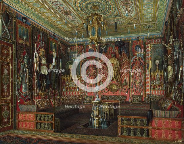 Turkish Room in the Catherine Palace in Tsarskoye Selo, Mid of the 19th cen.. Artist: Hau, Eduard (1807-1887)