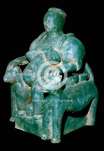 Turkish sculpture of a mother-goddess on a leopard throne. Artist: Unknown