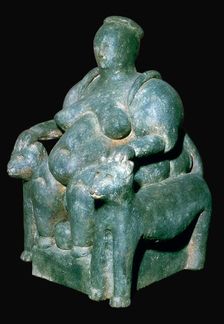 Turkish sculpture of a mother-goddess on a leopard throne