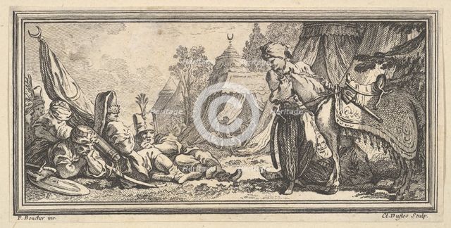 Turkish Soldiers Resting, 1746-47. Creator: Claude Augustin Duflos le Jeune.