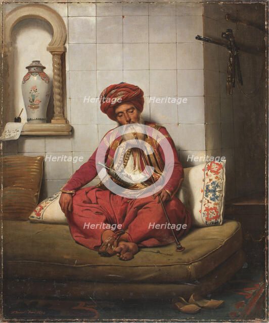 Turk with hookah, 1834. Creator: Vernet, Horace (1789-1863).