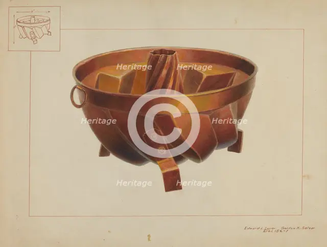 Turk's Head Cake Pan, c. 1937. Creator: Edward L Loper.