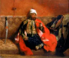 Turk Sitting Smoking on a Couch 19th century. Artist: Eugène Delacroix