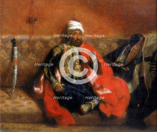'Turk Sitting Smoking on a Couch', 19th century. Artist: Eugène Delacroix