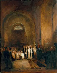 Turner's Burial in the Crypt of St Paul's, post 1851. Artist: George Jones