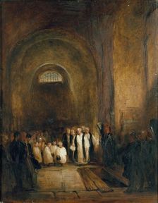 Turner's Burial in the Crypt of St Paul's, post 1851. Artist: George Jones