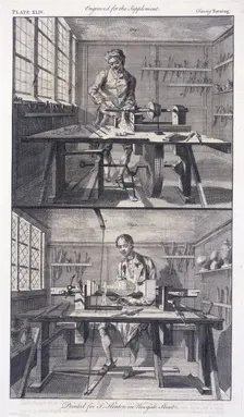Turning wood, 1754. Creator: I Hinton