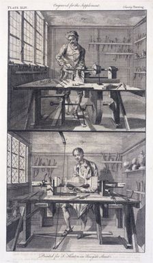 Turning wood, 1754. Creator: I Hinton