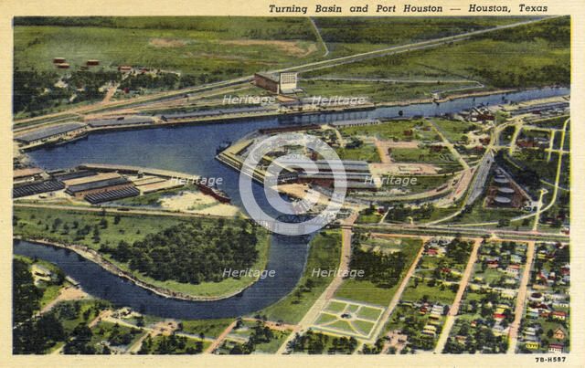 Turning basin and Port Houston, Houston, Texas, USA, 1947. Artist: Unknown