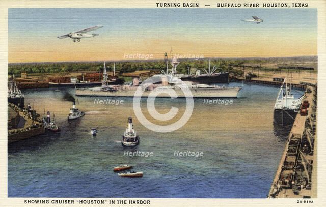 Turning basin, Buffalo River, Houston, Texas, USA, 1932. Artist: Unknown