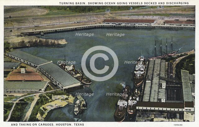 Turning basin, Houston, Texas, USA, 1926. Artist: Unknown