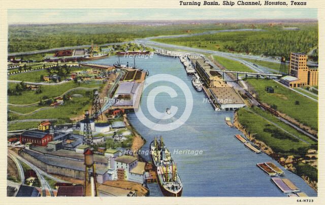 Turning basin, Ship Channel, Houston, Texas, USA, 1936. Artist: Unknown