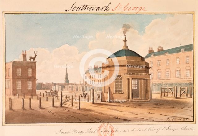 Turnpike on Great Dover Road, Southwark, London, 1825. Creator: Yates.