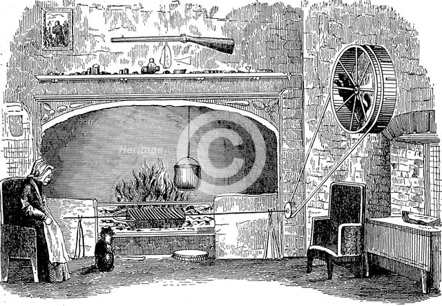 Turnspit dog at work, c1880. Artist: Unknown