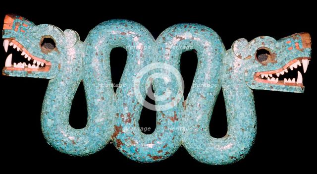 Turquoise mosaic of a double-headed serpent, Aztec/Mixtec, Mexico, 15th-16th century. Artist: Unknown