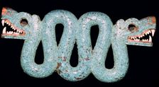Turquoise mosaic of a double-headed serpent, Aztec/Mixtec, Mexico, 15th-16th century