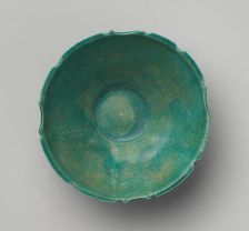 Turquoise Bowl with Carved Rim, Iran, 12th century. Creator: Unknown