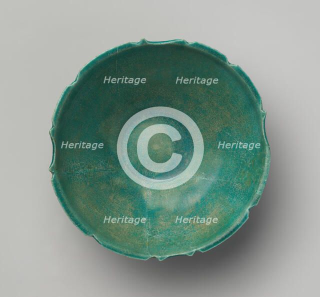 Turquoise Bowl with Carved Rim, Iran, 12th century. Creator: Unknown.